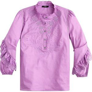 J Crew Ruffle-sleeve top with embroidered eyelet